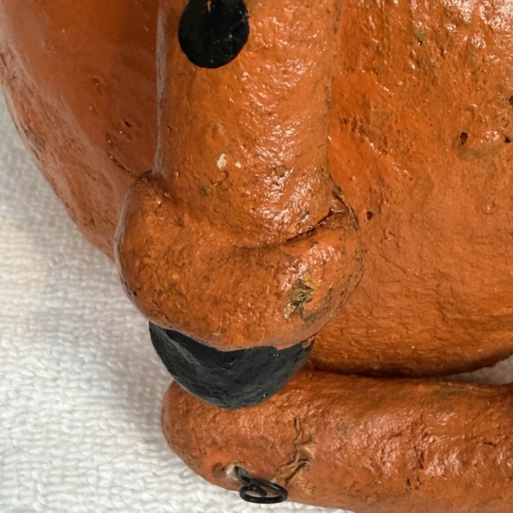 Primitive Folk Art Paper Mache Pumpkin Halloween Shelf Sitter Figure Retro
